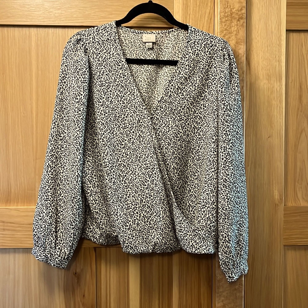 A New Day Floral Wrap Blouse, Size Large